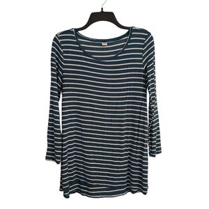 Old Navy Luxe Striped Women's Top - Teal Blue and White Size M
